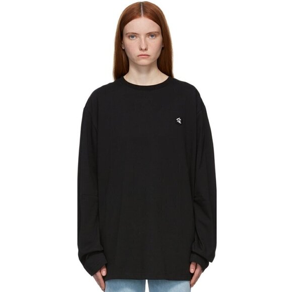 ADER error Black Stitched Logo Long Sleeve T-Shirt - Picture 2 of 9